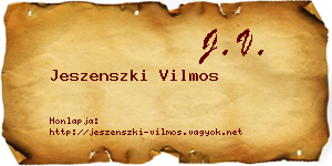 Jeszenszki Vilmos névjegykártya